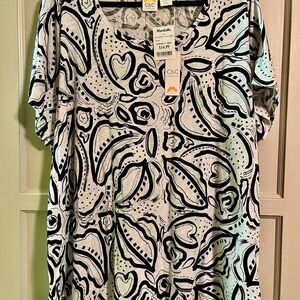 C&C California Black and White Abstract Short Sleeve Tee